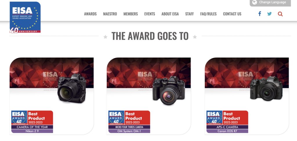 Лучшие камеры 2022-2023 по версии EISA